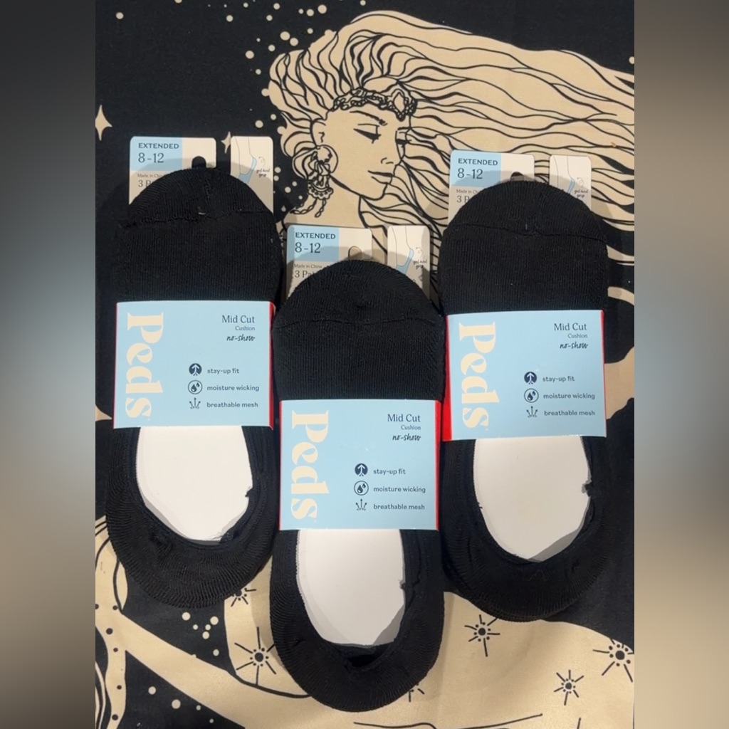 Peds Set Of 3! Mid Cut No-Show Socks (Moisture Wicking Breathable Mesh)